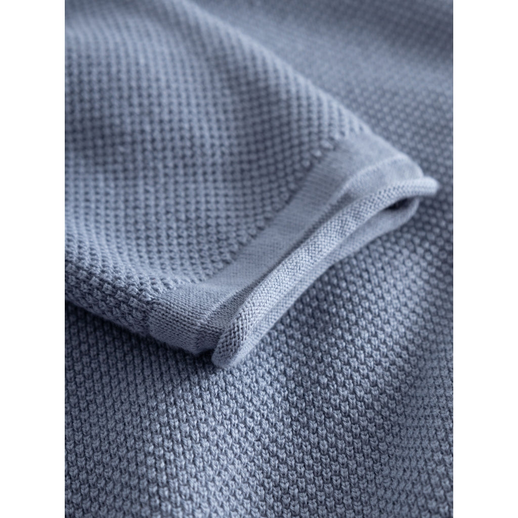 Pull bleu tricoté en coton bio - cotton crew neck knit asley blue