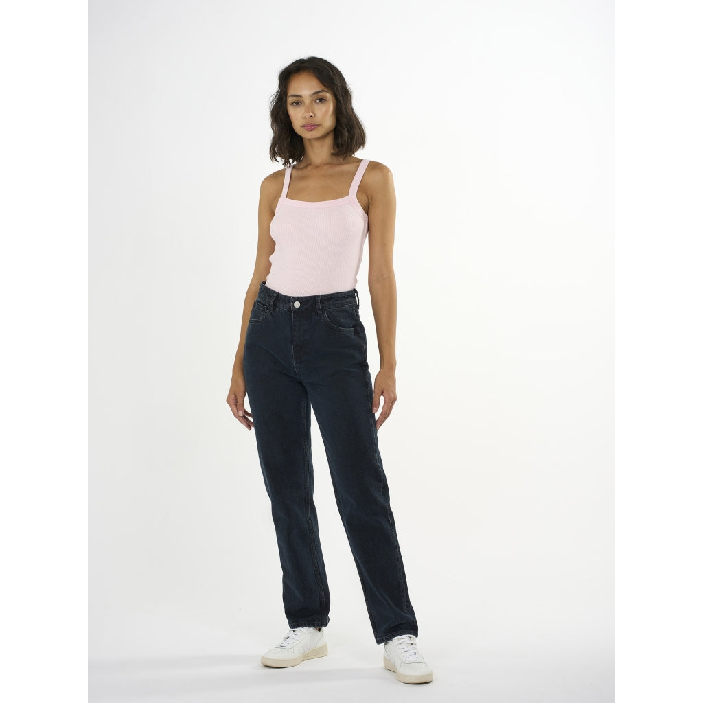 Top rose côtelé à bretelles en coton bio - rib strap top parfait pink