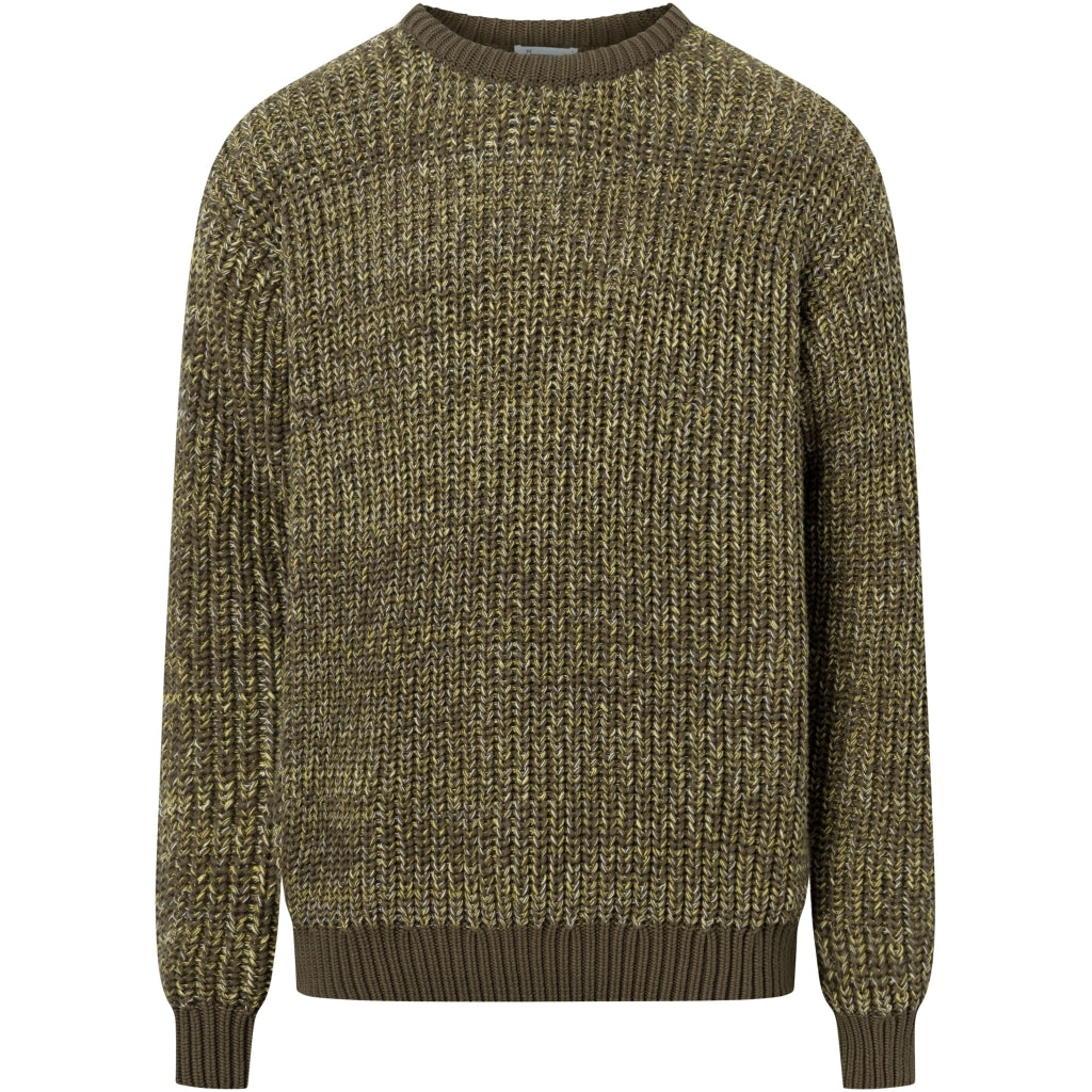 Pull en maille de coton bio | Mélange de jaune "multicolored crew neck yellow aop"