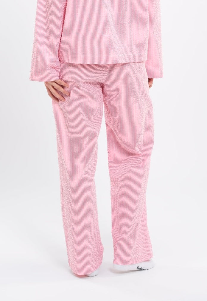 Ensemble de pyjama rayé rose en coton bio - pyjamas set hot pink