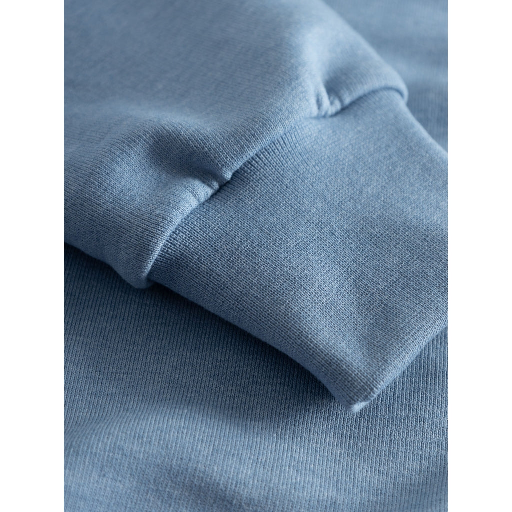 Sweat bleu en coton et matière recyclés - crew neck sweat asley blue