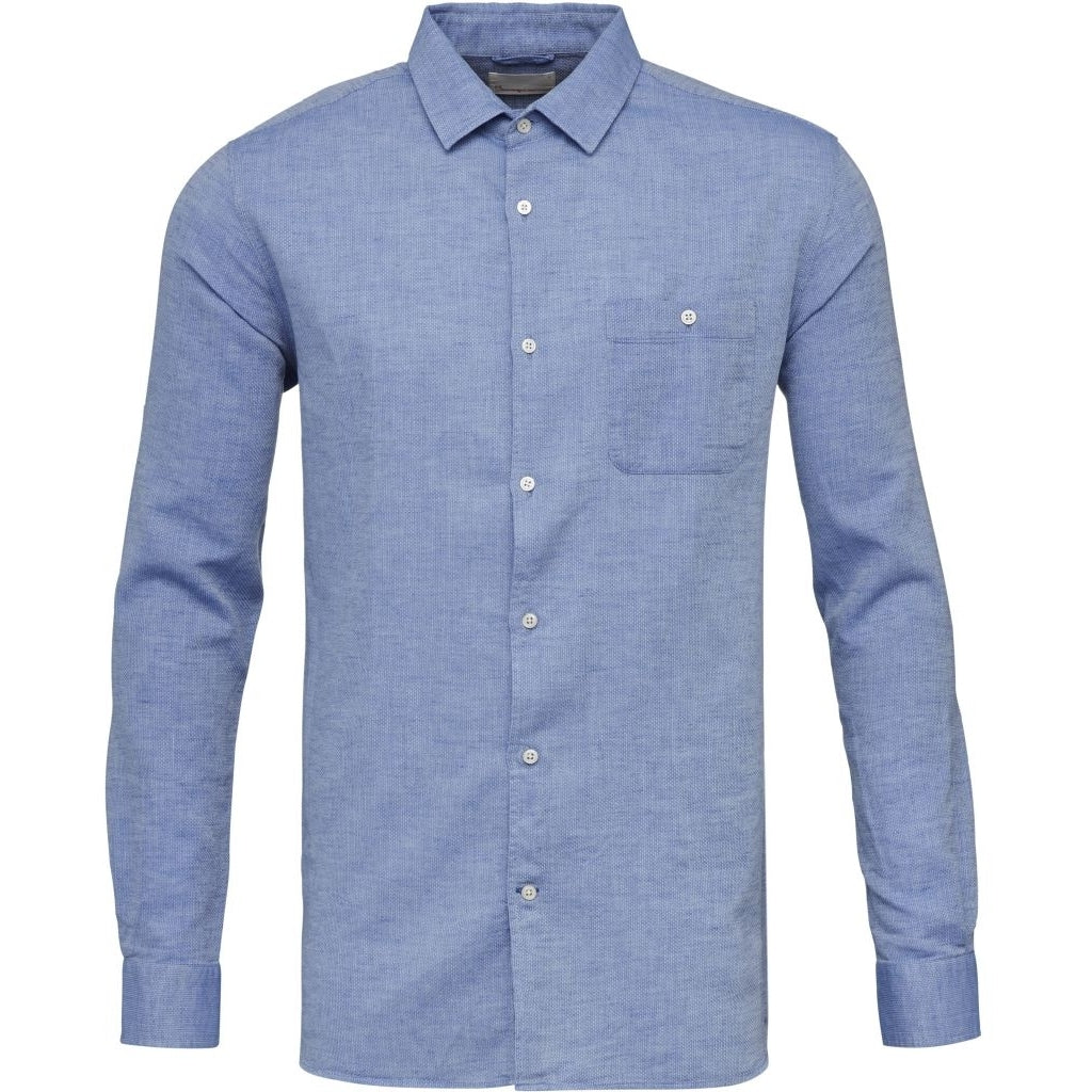 Chemise bleu tissé en coton bio et lin - Structured shirt