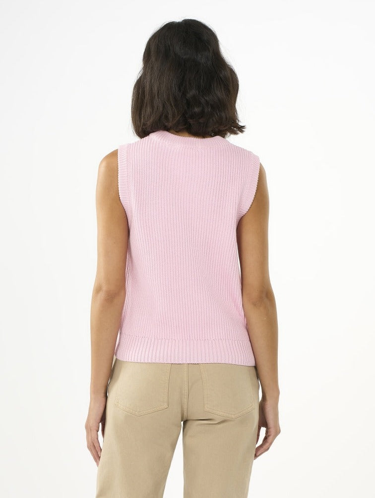 Pull sans manches rose en modal et coton bio - crew neck mix vest parfait pink