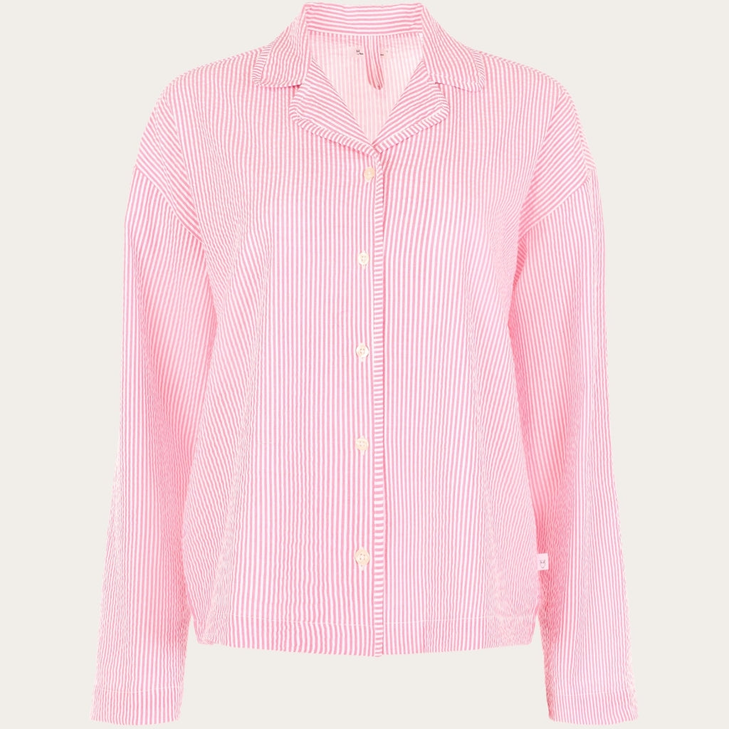 Ensemble de pyjama rayé rose en coton bio - pyjamas set hot pink