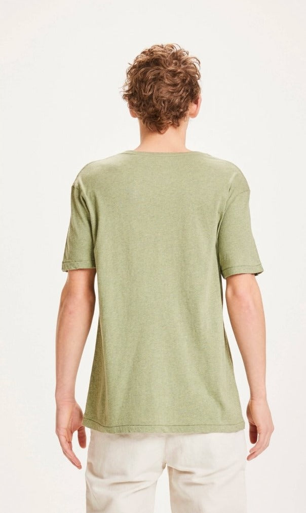 T-shirt vert chiné à poche en coton bio - Alder