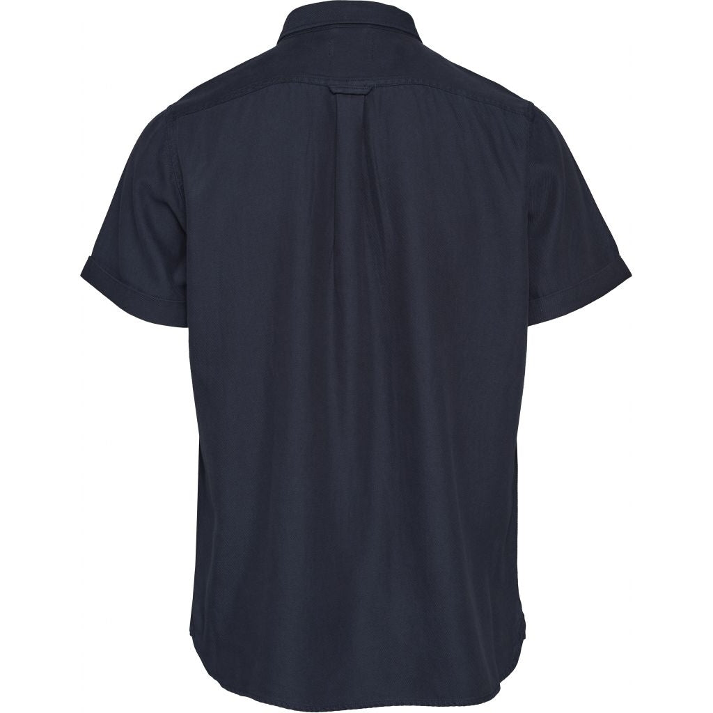 Chemise à manches courtes bleu nuit en tencel et coton bio - larch