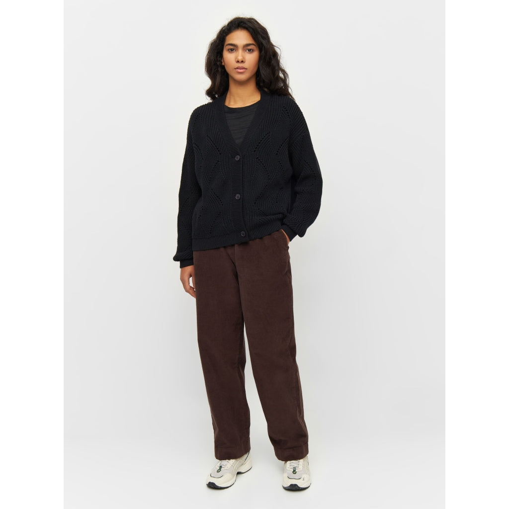 Gilet en maille de coton bio | Noir "cotton cable knit cardigan black jet"