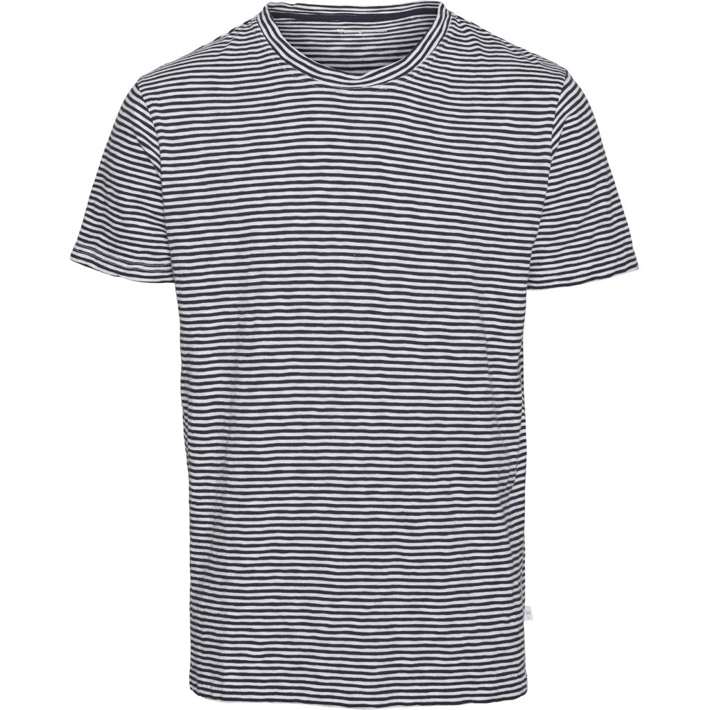 T-shirt rayé bleu nuit et blanc en coton bio - alder