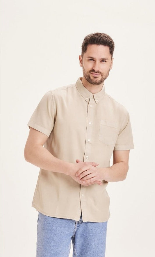 Chemise à manches courtes beige en tencel - Larch