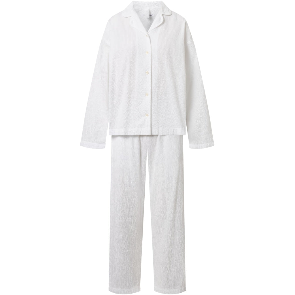 Ensemble de pyjama blanc en coton bio gaufré - pyjamas set bright white