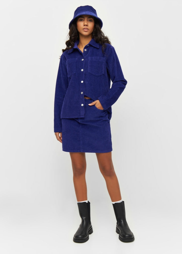 Surchemise velours en coton bio | Violet "corduroy overshirt deep purple"