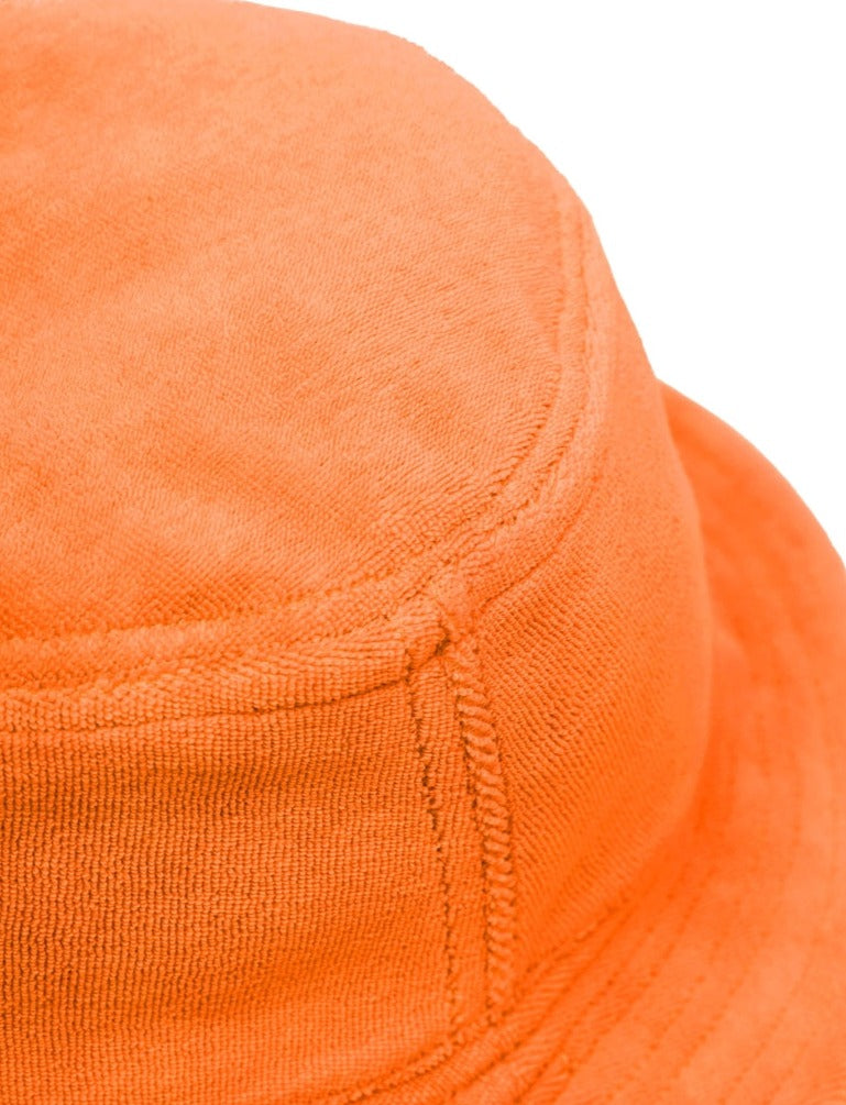 Bob éponge orange en coton bio et matière recyclée - terry bucket hat russet orange