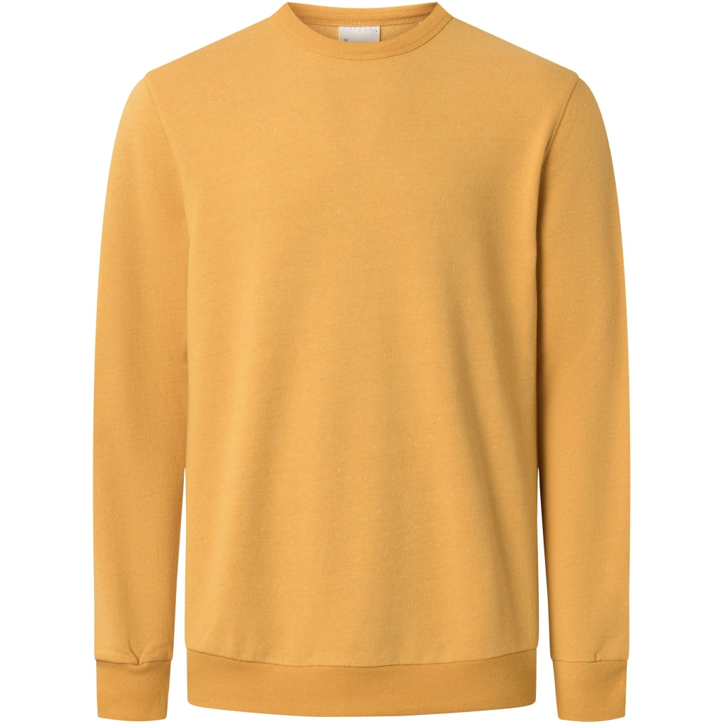 Sweat jaune en coton et matière recyclés - crew neck sweat amber yellow