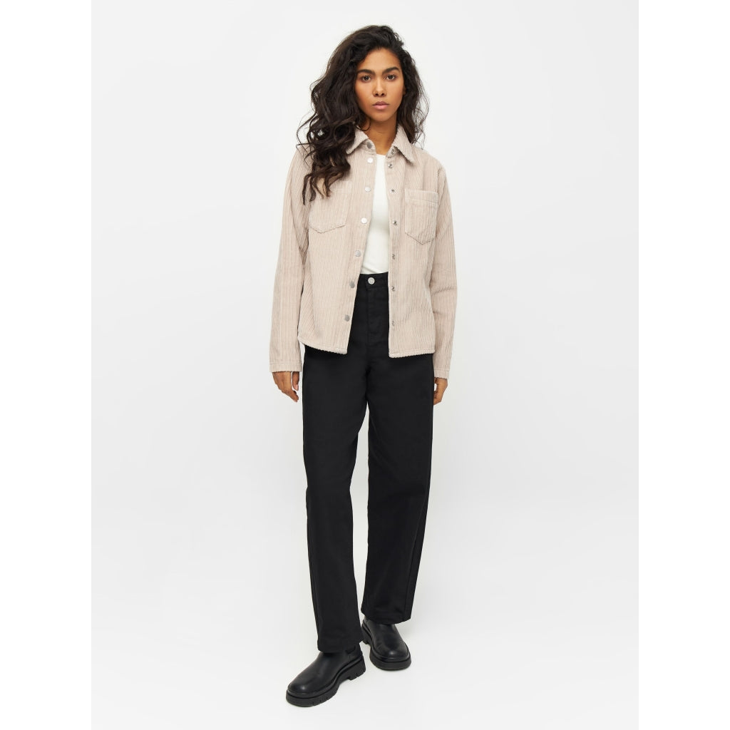Surchemise velours en coton bio | Beige "corduroy overshirt light feather gray"