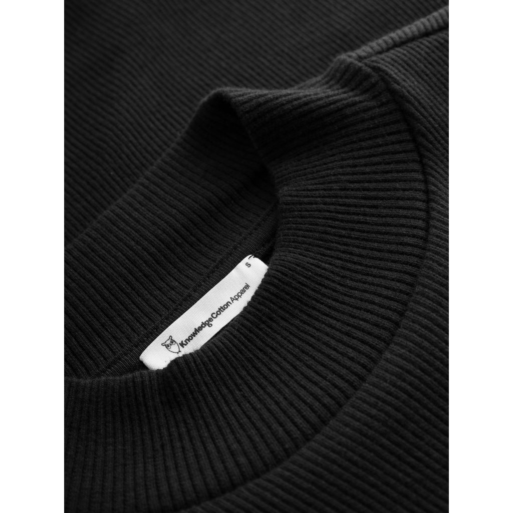 Top sans manches noir en coton bio - high neck rib top black jet
