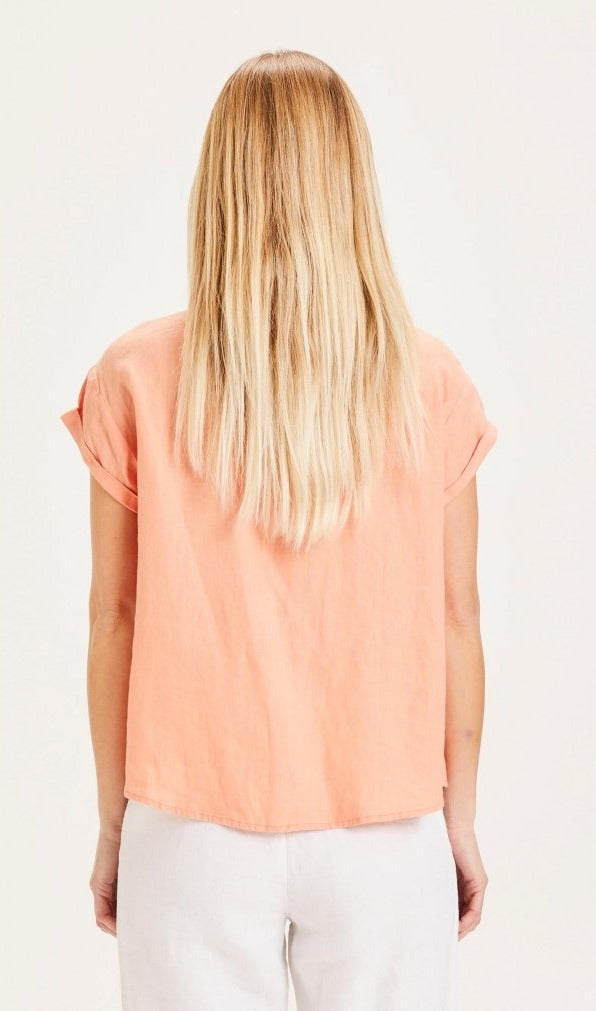Chemise à manches courtes corail en lin - Aster