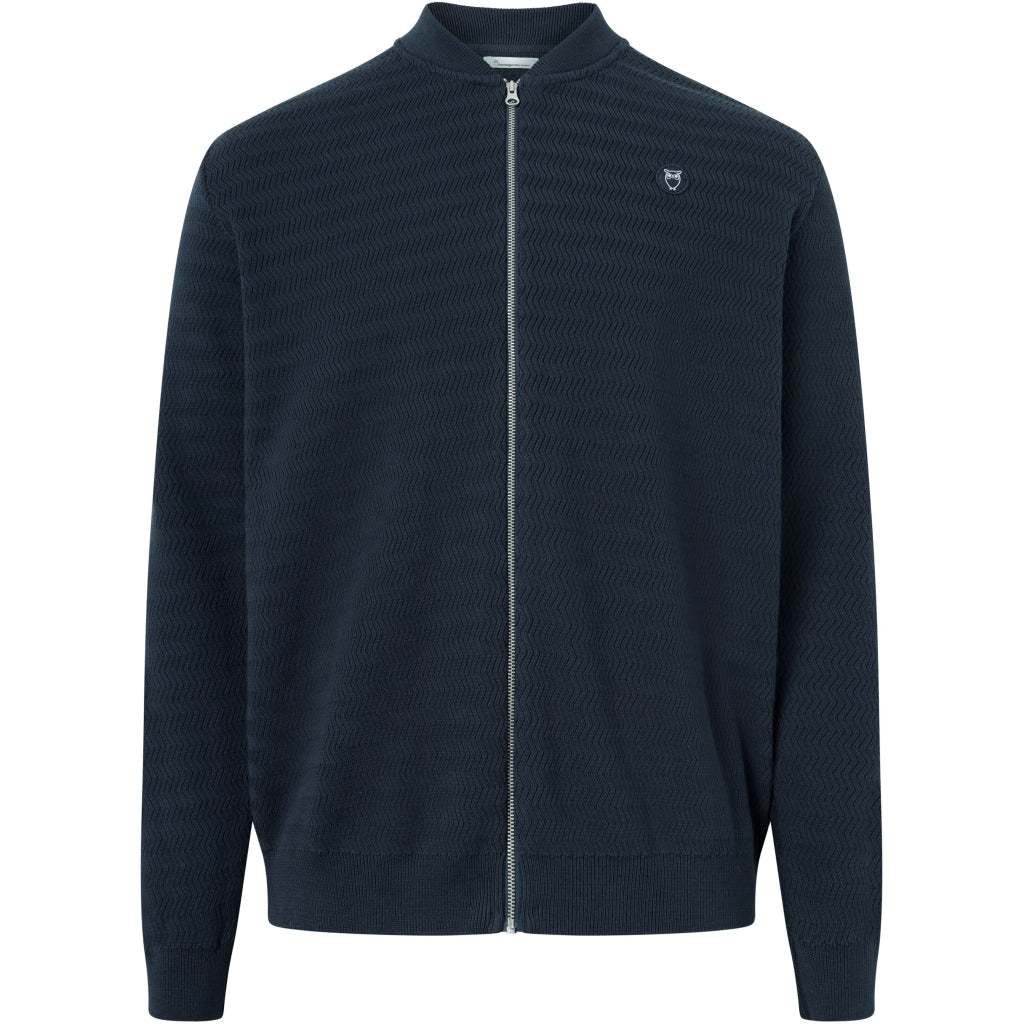 Veste marine en coton bio - zig-zag pattern knit cardigan total eclipse