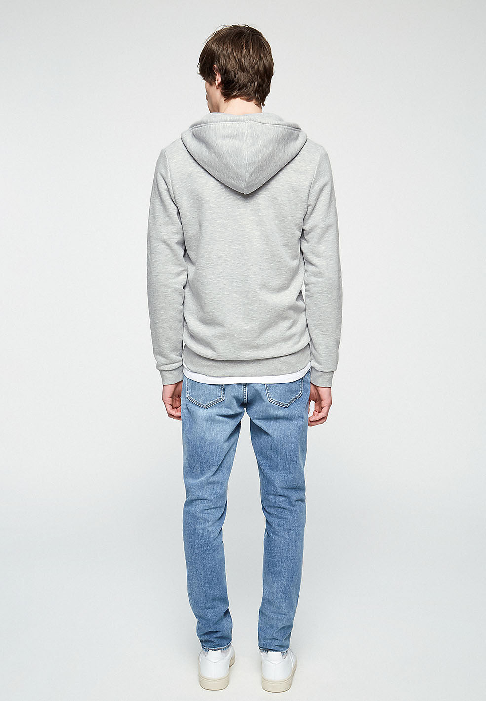 Sweat à capuche zippé gris en coton bio et polyester recyclé - joaa