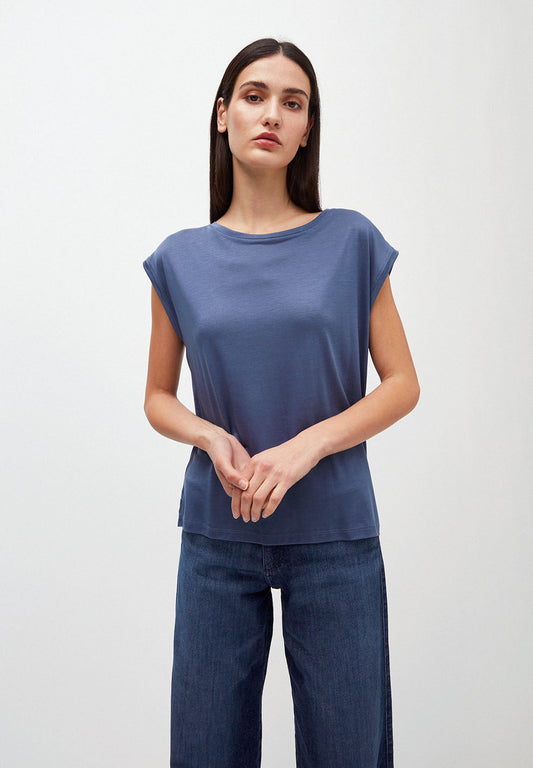 T-shirt bleu indigo en tencel - Jilaa