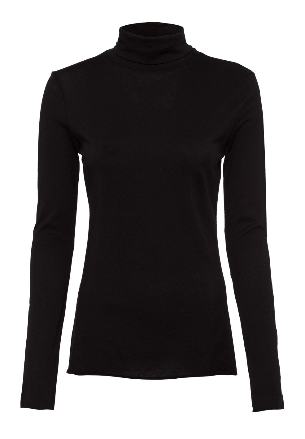 T-shirt manches longues col roulé noir en coton bio - Malenaa