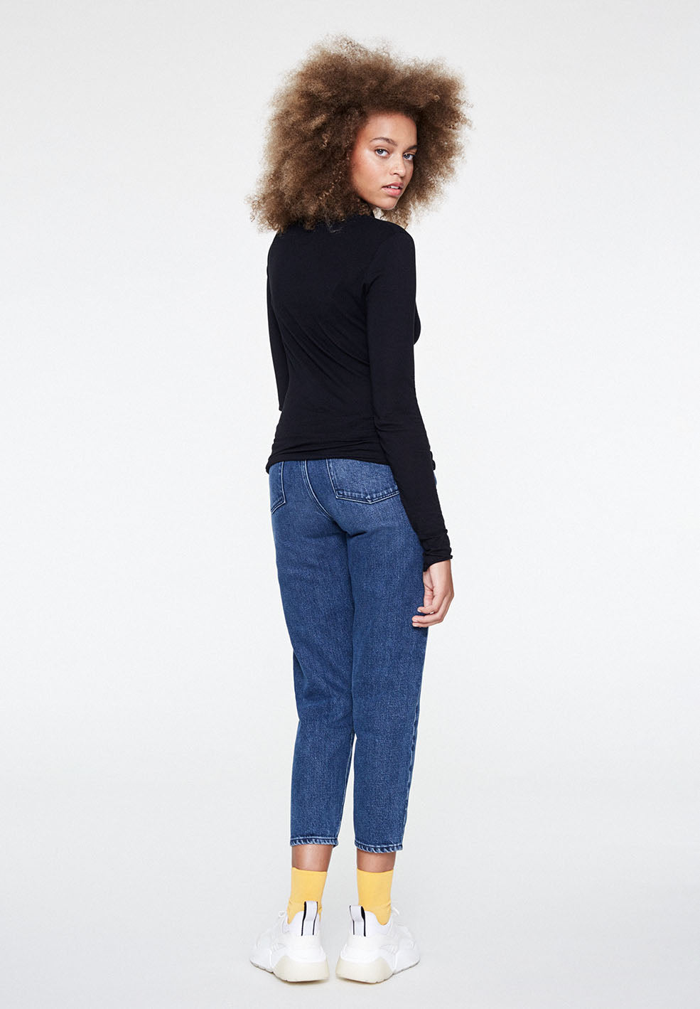 T-shirt manches longues col roulé noir en coton bio - Malenaa
