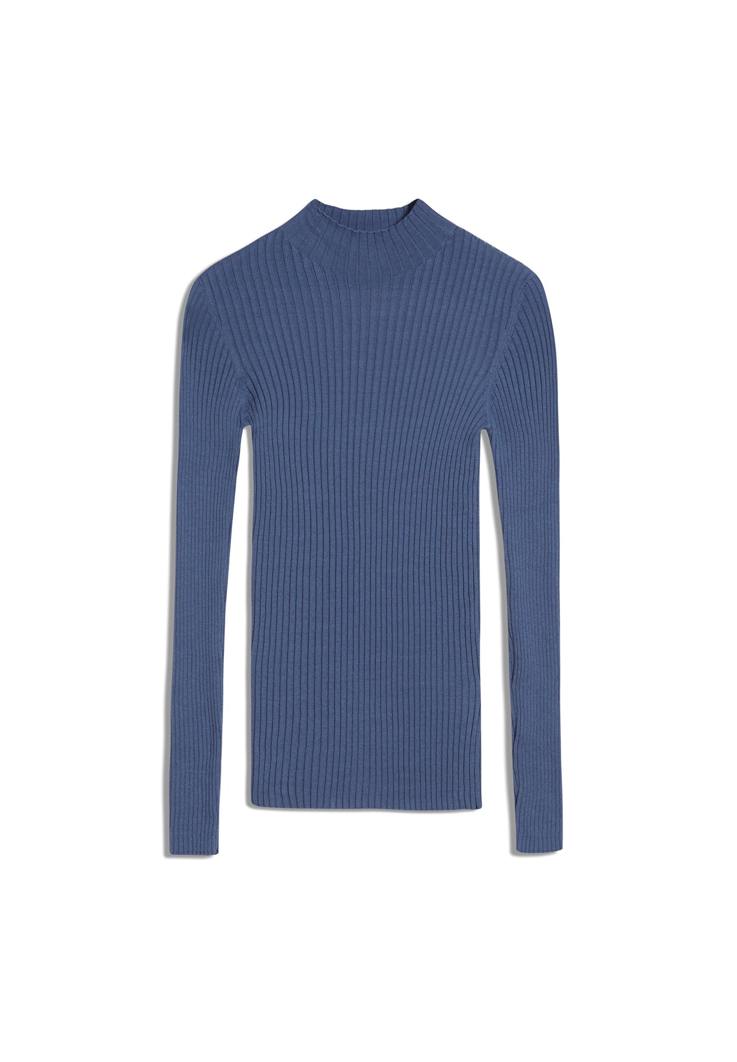 Sous-pull côtelé bleu en coton bio - Alaani  shadow blue