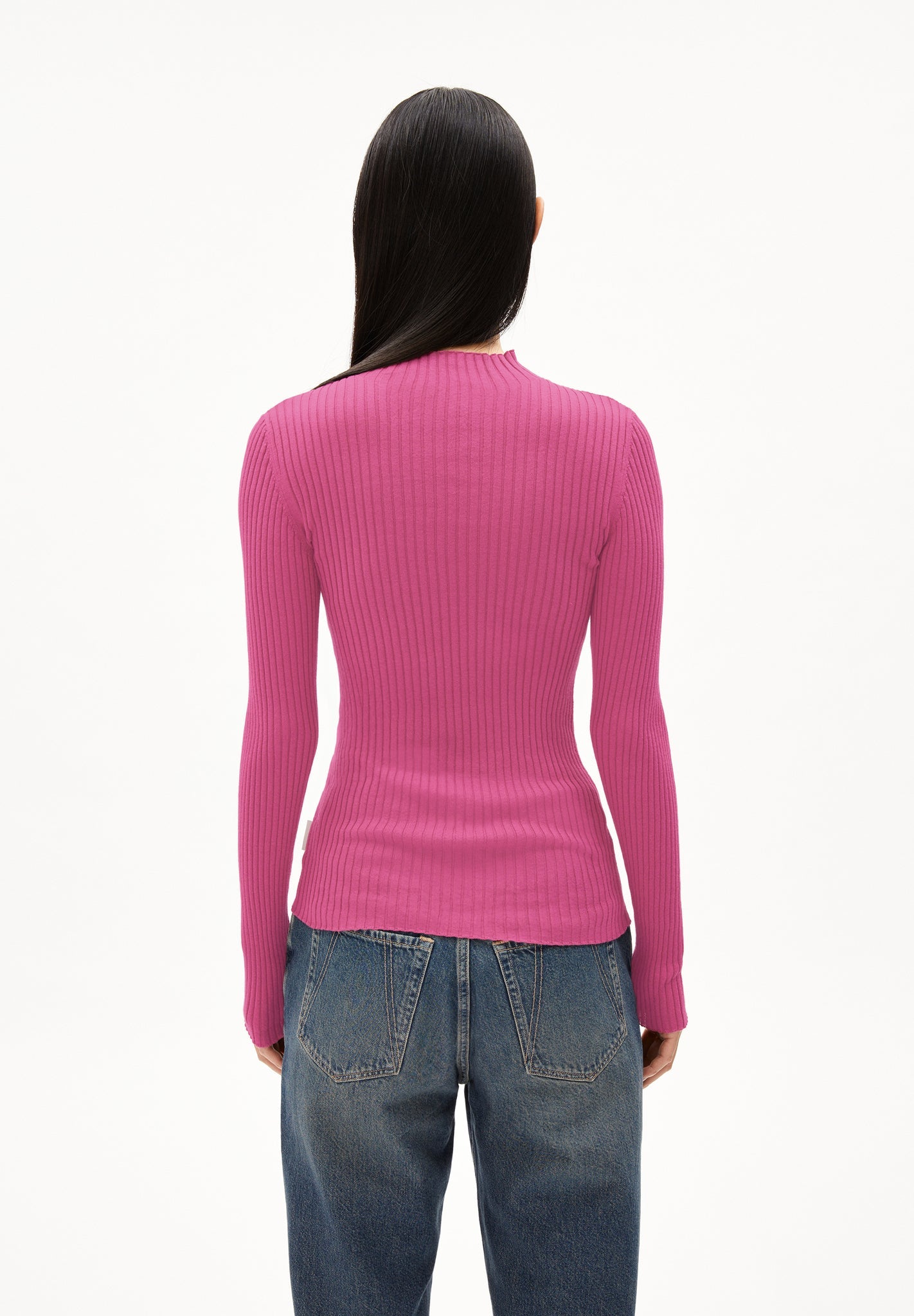 Sous-pull côtelé en coton bio | rose "alaania crushed berry"