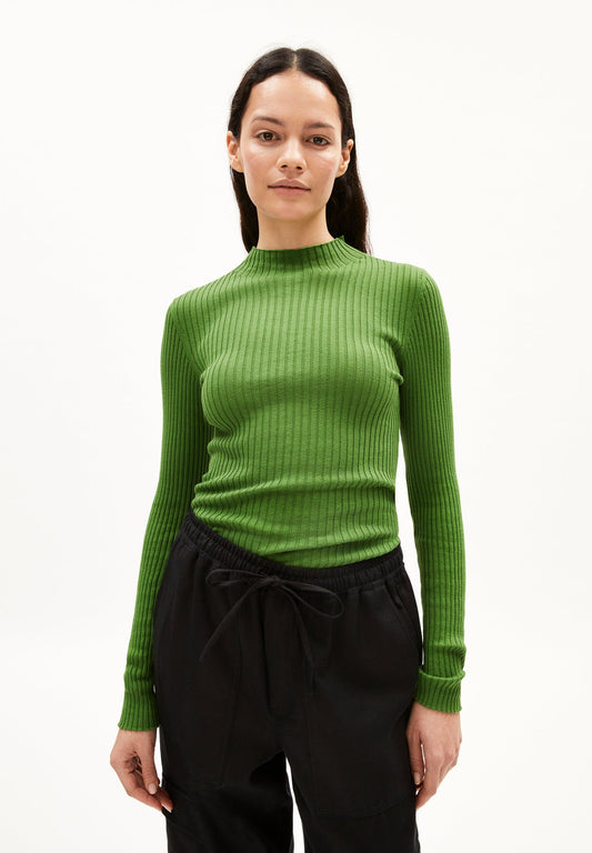 Sous-pull côtelé en coton bio | vert "alaania ivy green"