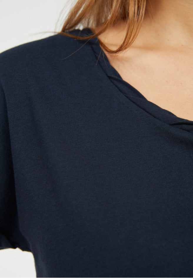T-shirt uni bleu nuit en coton bio - Laale