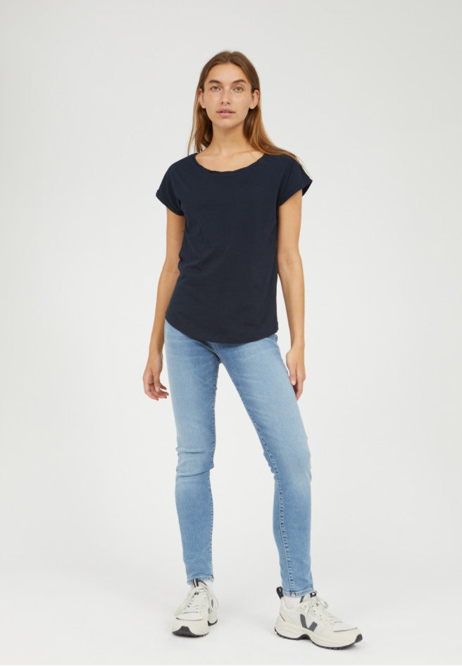 T-shirt uni bleu nuit en coton bio - Laale