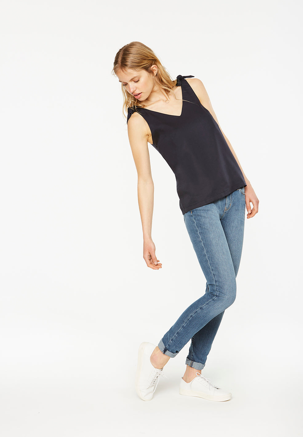 Top en tencel bleu marine