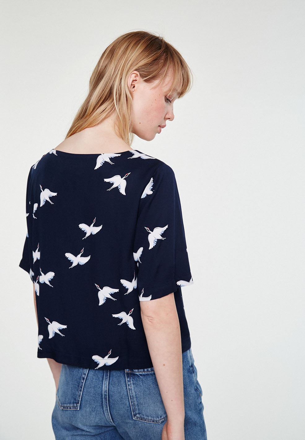 Blouse en lenzing marine imprimée