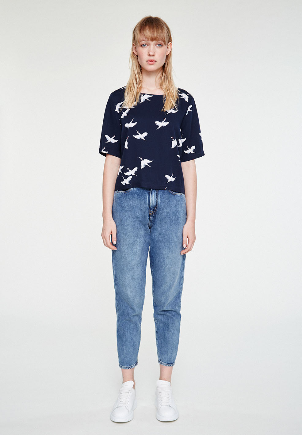 Blouse en lenzing marine imprimée