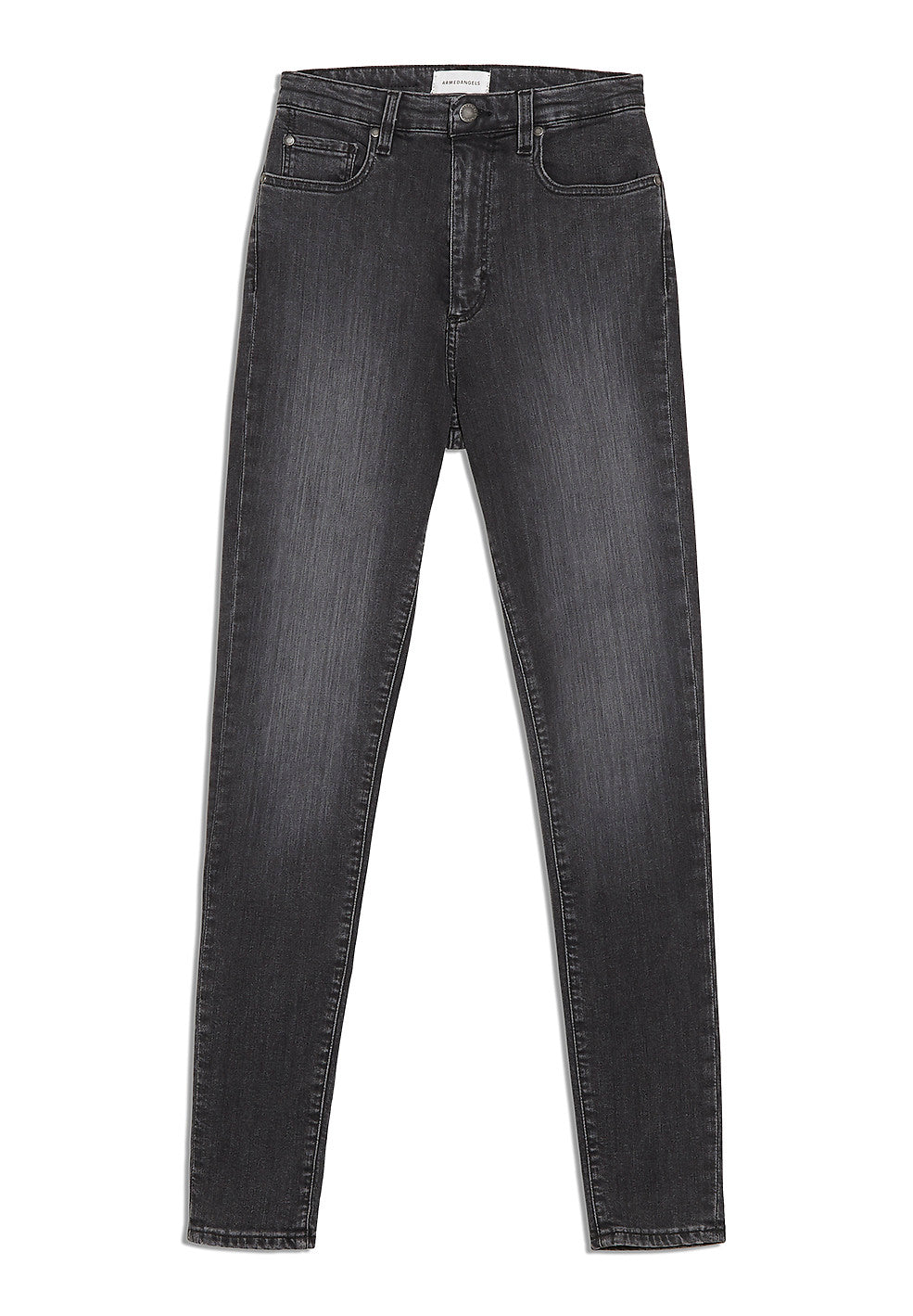 Jean skinny taille haute gris délavé en coton bio - Ingaa