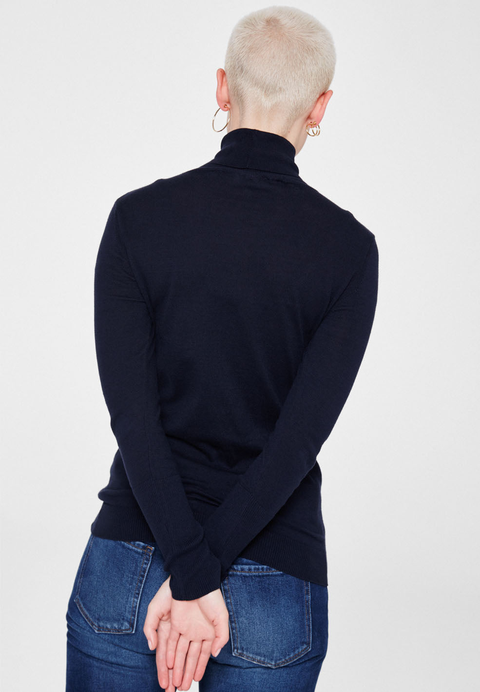 Pull à col roulé noir en coton bio - Celeste
