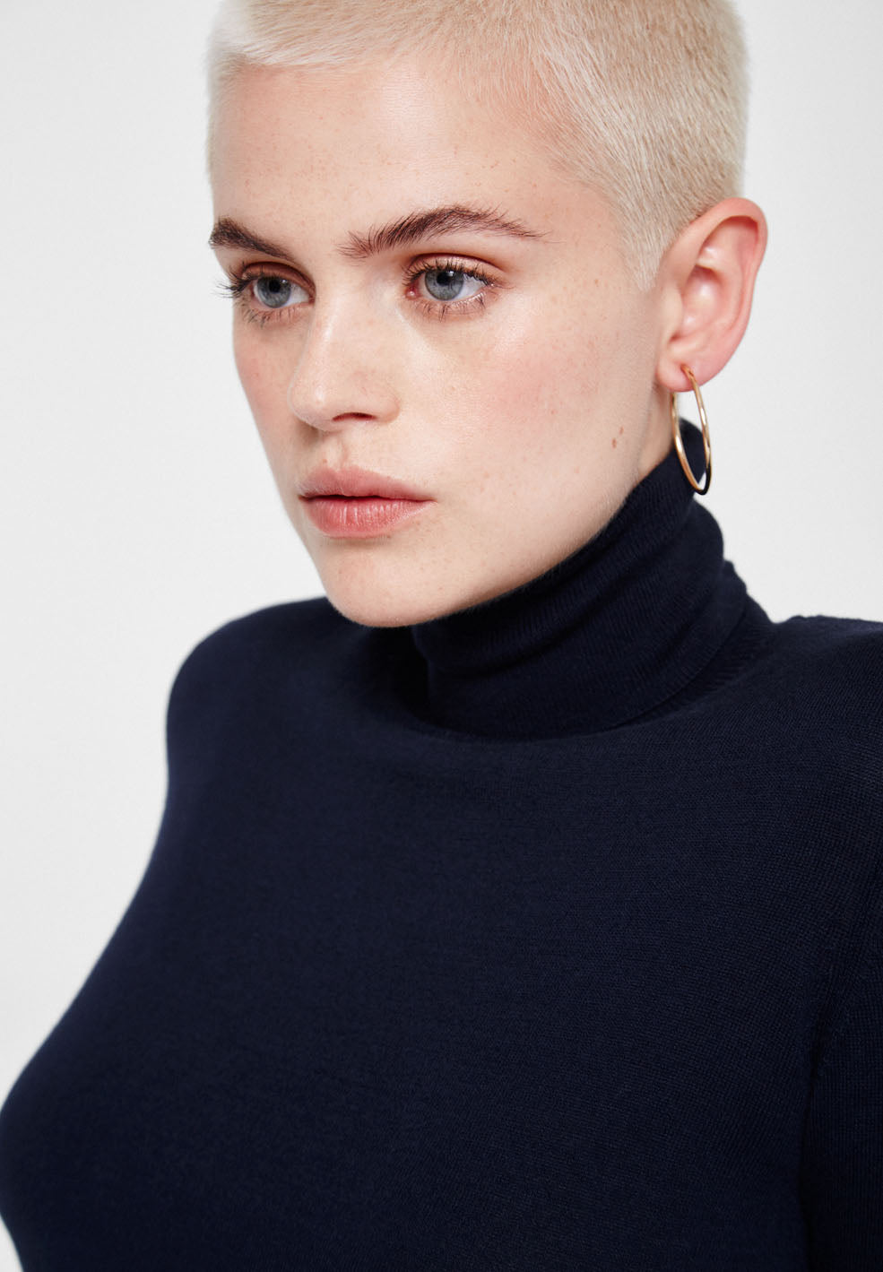 Pull à col roulé noir en coton bio - Celeste