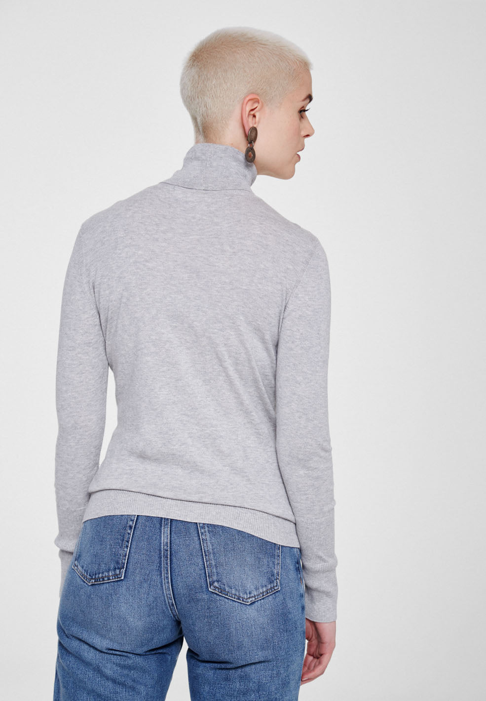 Pull à col roulé gris en coton bio - Celeste