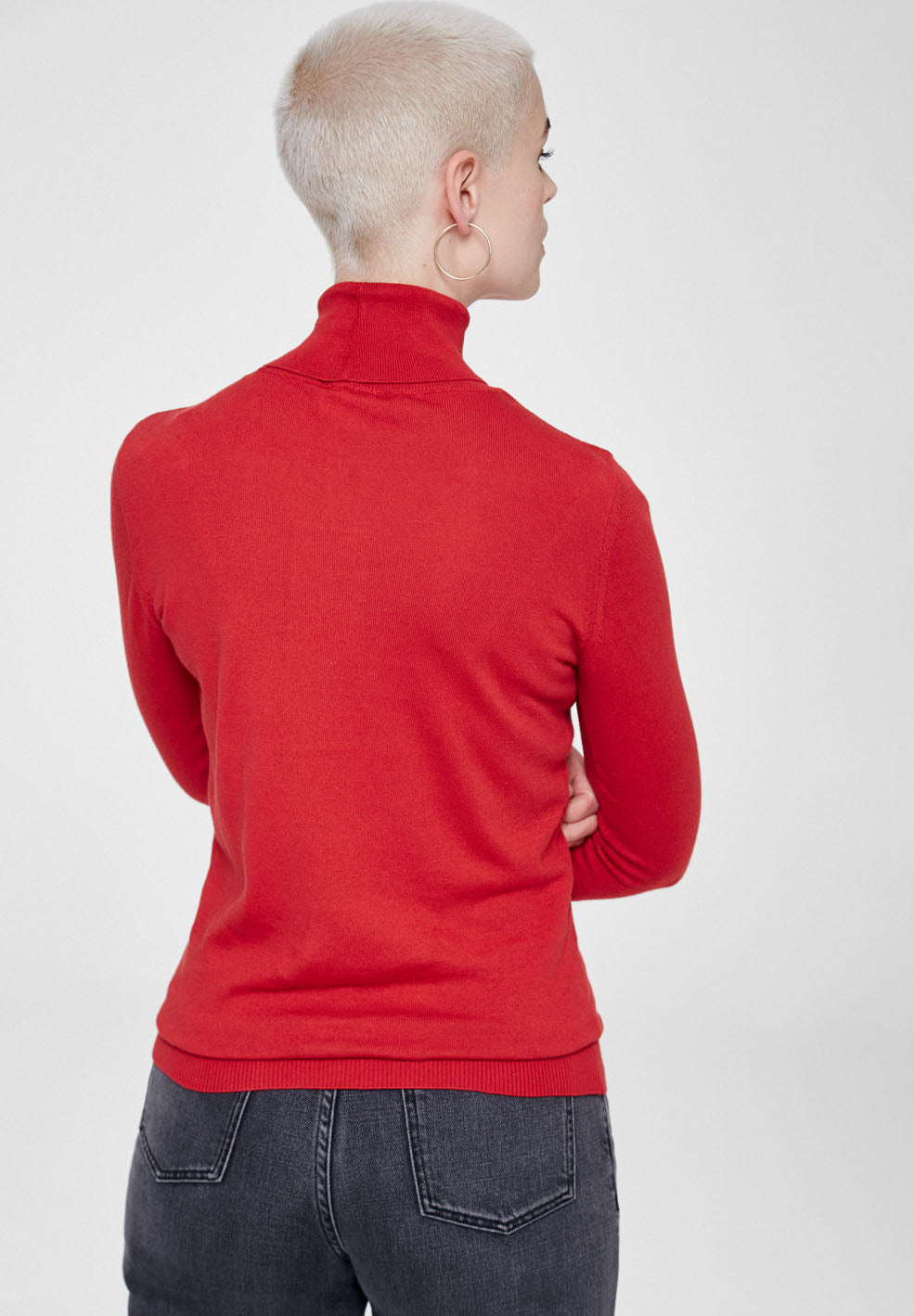 Pull à col roulé rouge en coton bio - Celeste