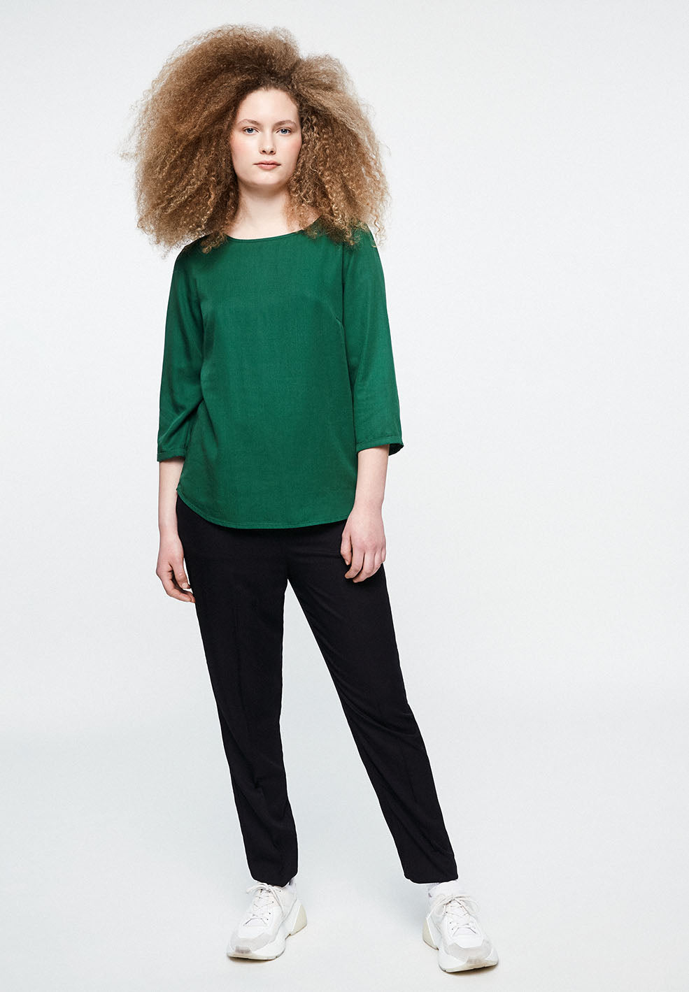 Blouse verte en tencel  - Heddaa bow