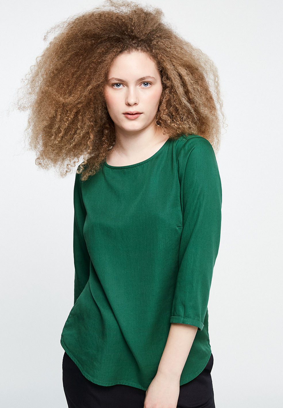 Blouse verte en tencel  - Heddaa bow
