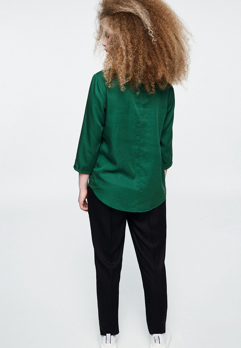 Blouse verte en tencel  - Heddaa bow
