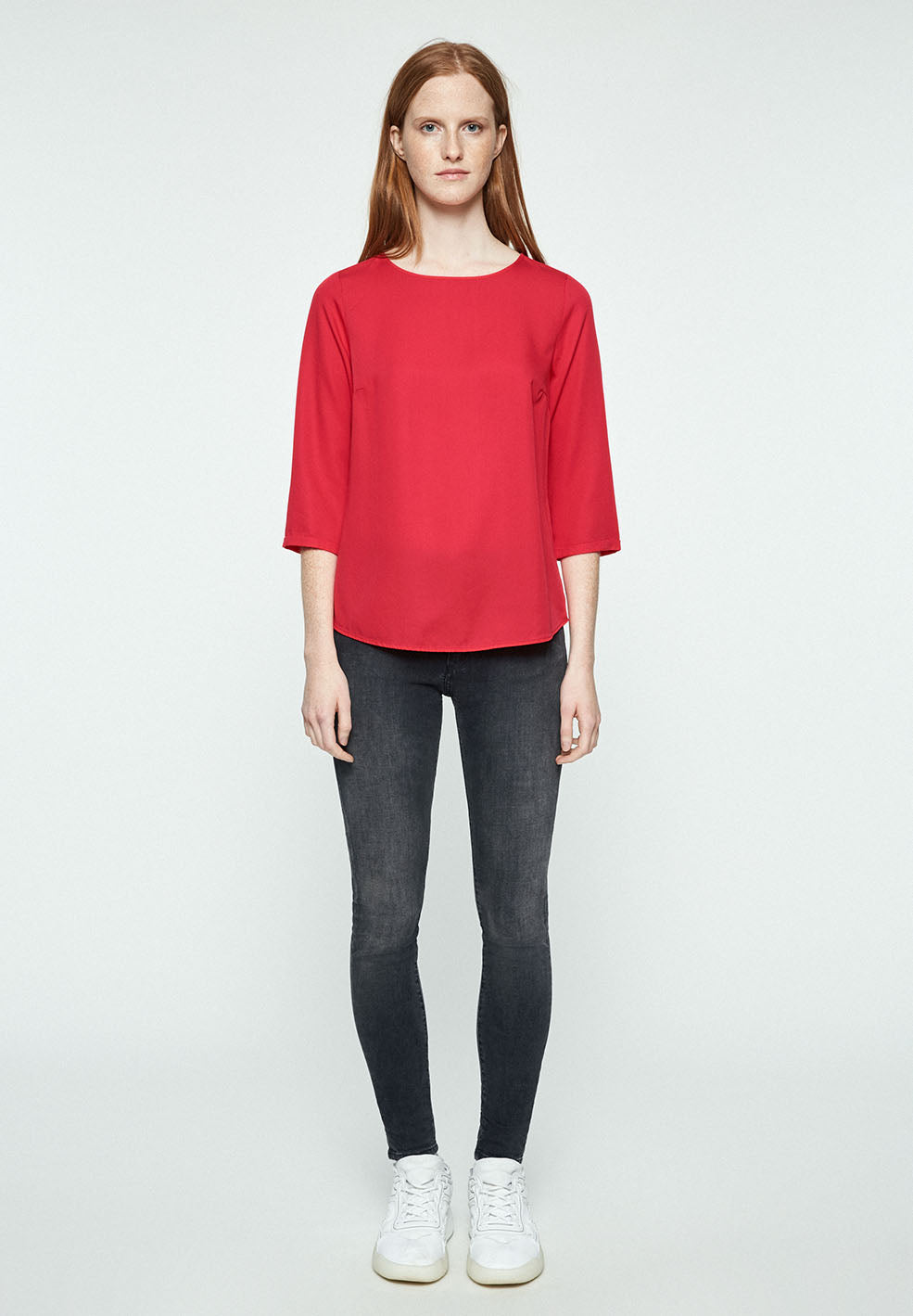Blouse rouge en tencel - heddaa bow