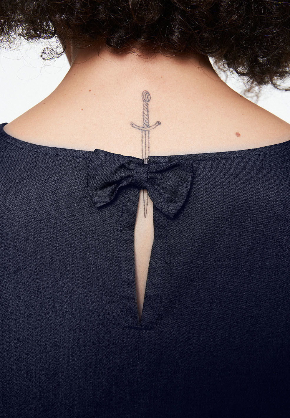 Blouse en tencel marine - Heddaa bow