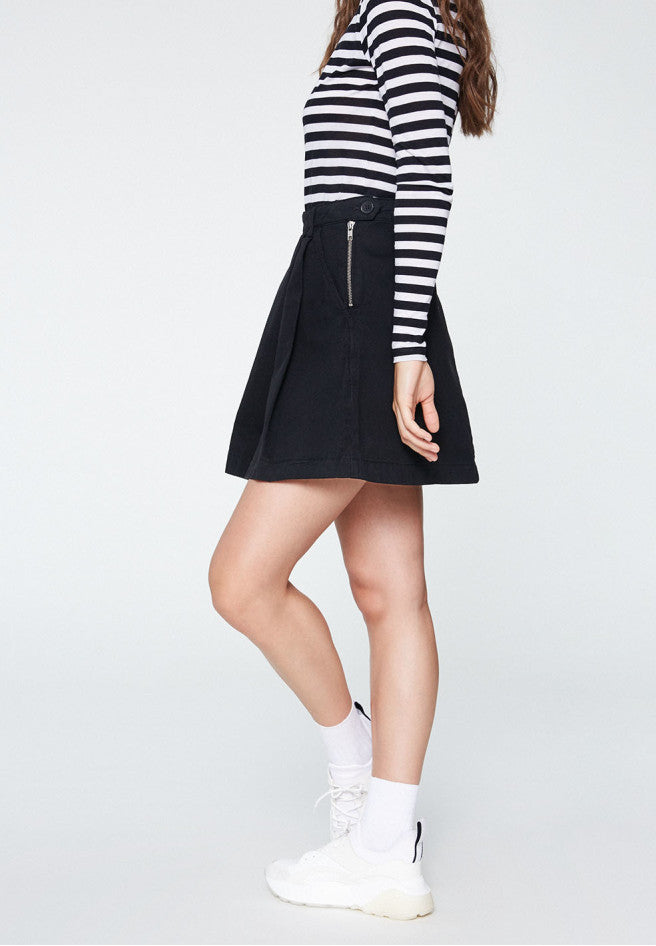 Jupe patineuse noire en coton bio - Adriana