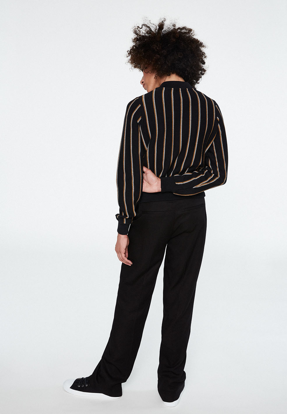 Gilet noir rayé en coton bio - Loja