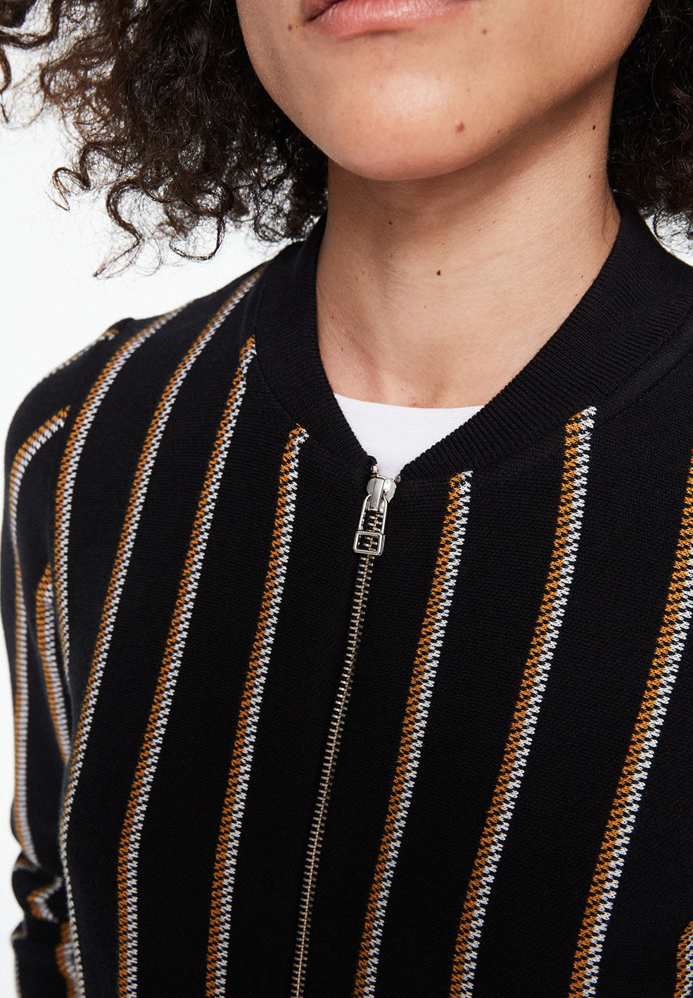Gilet noir rayé en coton bio - Loja