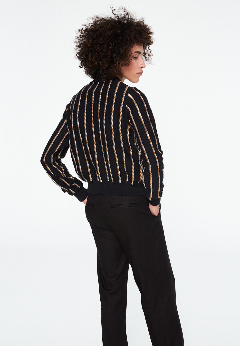 Gilet noir rayé en coton bio - Loja