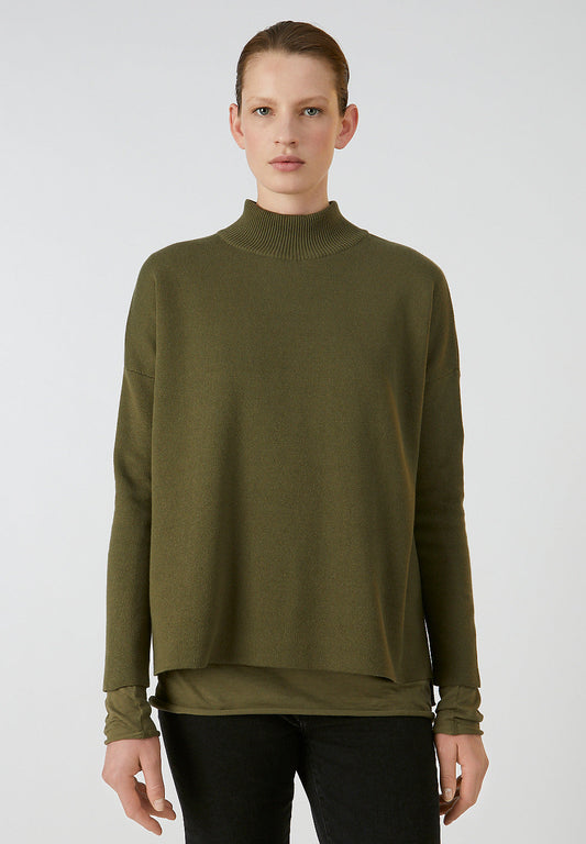 Pull vert kaki en coton bio - Yunaa