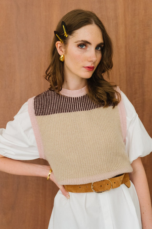 Pull sans manches en cachemire recyclé | rose "Bice - rosa peonia"