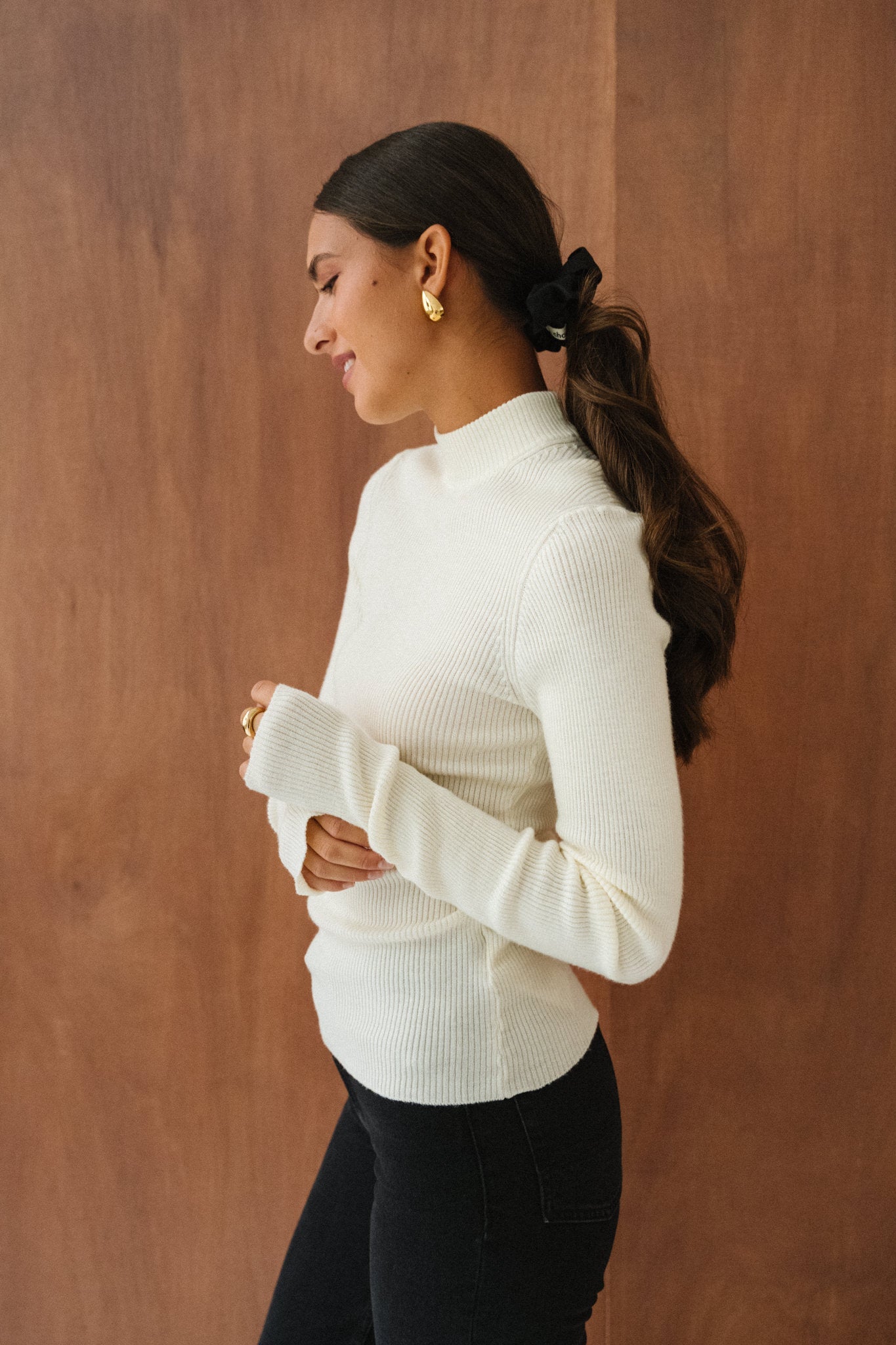 Pull côtelé en laine mérinos certifiée | écru "merino wool rib knit - egret"